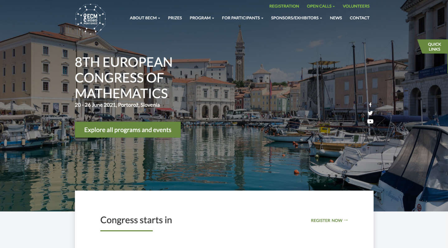 Vstopna stran za 8. Evropski kongres matematike